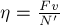 \eta = \frac {F v}{N'} 
